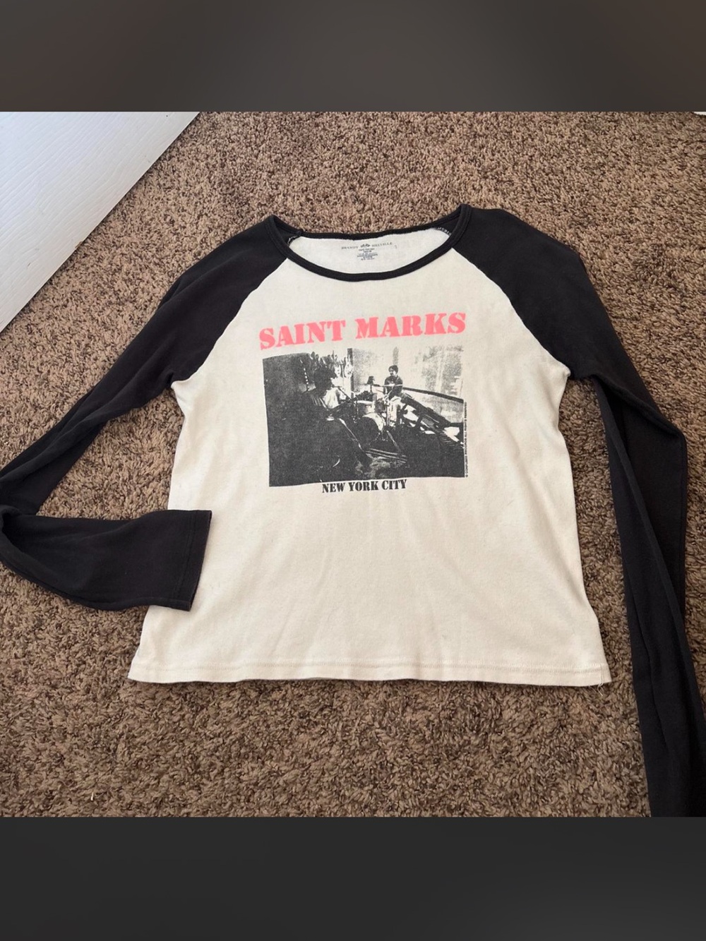Brandy Saint Marks Raglan Long-Sleeve Tee - Black & Cream